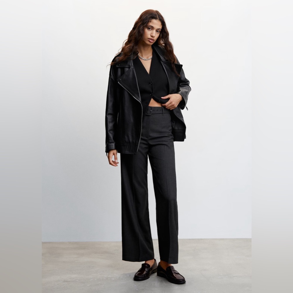 Mango high waist belted pants